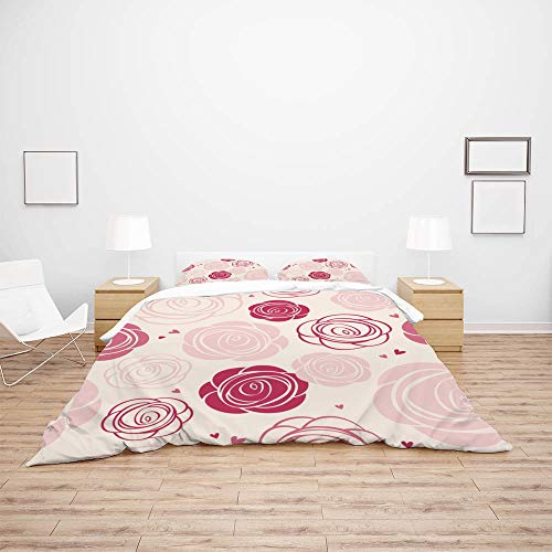 Housse de couette rose d'une douceur premium | Parure de lit Queen Size