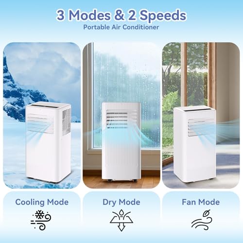 Image of 10,000 BTU Portable Air Conditioners, 4-in-1 Free Standing Cooling AC Unit with Dehumidifier Fan Function, Cools Room up 450 Sq. Ft, Auto Swing, Sleep Mode, 24H Timer, for bedroom