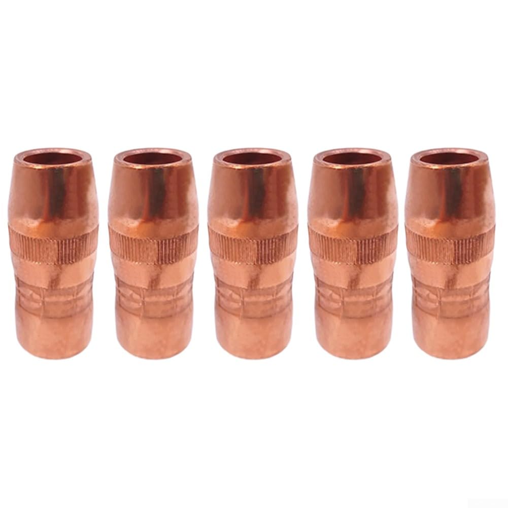 Confezione da 5 ugelli di saldatura N-5818C in rame da 5/8 pollici grande incavo da 1/8 di pollice per torce a gas Bernard MIG per serie Miller BTB Clean Air e XR-Pistol