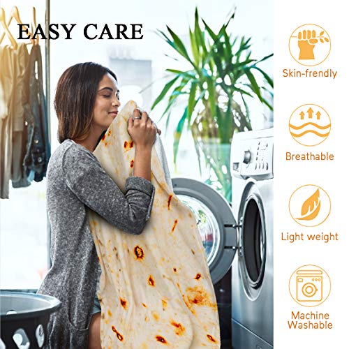 Image of Lhedon Tortilla Blanket Kids 49 Inch Burrito Blanket Soft Flannel | Birthday gifts, boys ages 1-5, kindergarten graduation, taco food theme, funny gifts, cozy throw