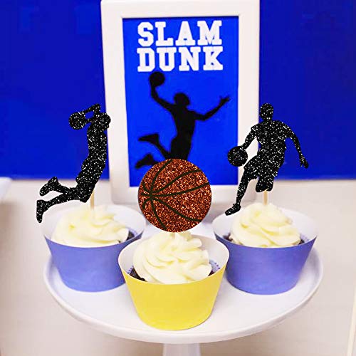 Basketball Cupcake Toppers - Basketball Star Cupcake Decoration For Basketball Theme Party Supplies Set Of 24 #TOP4