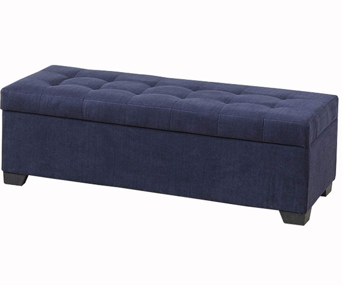 Repose-pieds ottoman en bois massif et lin capitonné premium