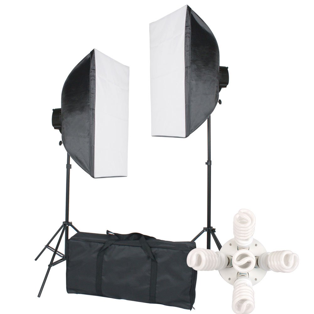 StudioFX 2000 WATT Digital Photography Continuous Softbox Lighting Studio Portrait Kit - 2 Light stands 2 Softboxes 10 bulbs