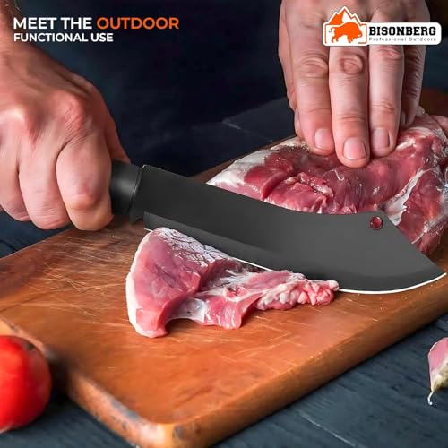 Image of BISONBERG Kitchen Meat Knife for Chopping, Dicing and Mincing for Home Kitchen & Outdoor Camping