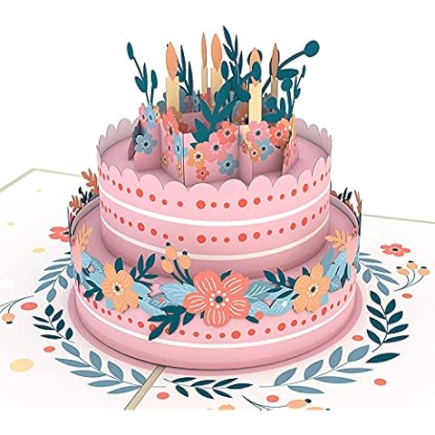 Lovepop Floral Birthday Cake Pop Up Card, 3D Cards, Birthday Card, Birthday Pop Up Card, Greeting Card, Birthday Greeting Card Floral Cover