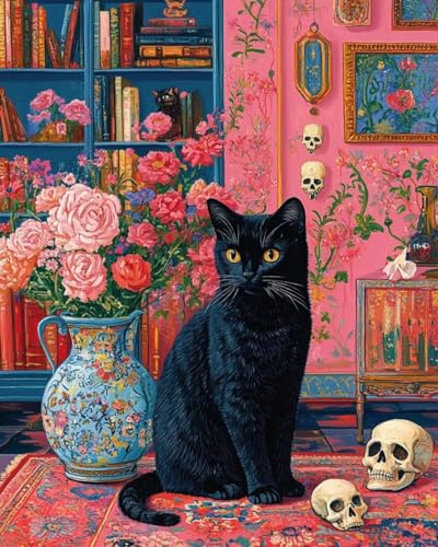 Kit broderie point de croix chat noir contre le stress quotidien