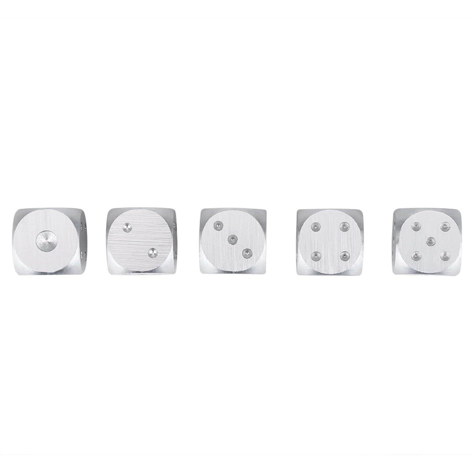 Verarbeitetes Tischspiel-Würfelset aus Aluminiumlegierung mit Aufbewahrungsbox, 5 DND D&D-Würfel – Ideal für Familienspiele, Silberfarbene Quadratische Box (Rechteckig)
