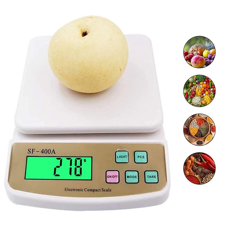 Digital Kitchen Weighing Scale 0.1Gm To 10 Kg Portable Weighting Machine For Home Electronic Food Weight Machine LCD Black Display Measuring, Food Weighing Machine (SF-400A)
