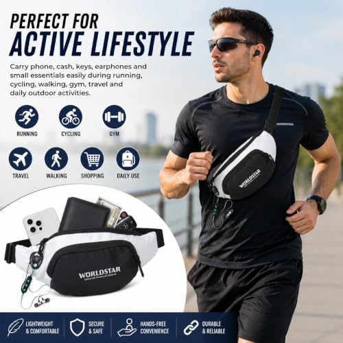 Image of WORLD STAR Waist Bag for Men and Women | Fanny Pack for Men | Trendy Mobile Waist Pouch Pocket Bag for Girls and Boys | Waterproof Hip and Side Bags for Outdoor Hiking Travel