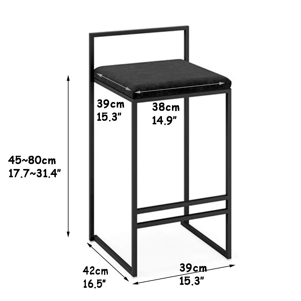 Aanrechtstoelen Set van 2 Barstoelen Ontbijt Barkrukken met Rugleuning en Voetensteun voor Woonkamer Keuken Eetkamer, Barkrukken Bar Hoogte 65 cm