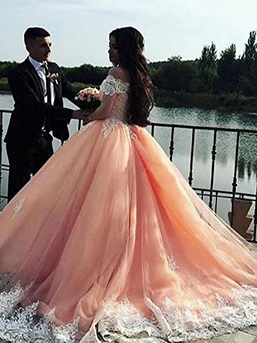 XYAYE-Off-Shoulder-Quinceanera-Dresses-Ball-Gowns-for-Women-2021-Lace-Puffy-Tulle-Long-Prom-Dresses-with-Train-XY035 | A2Z Store NZ