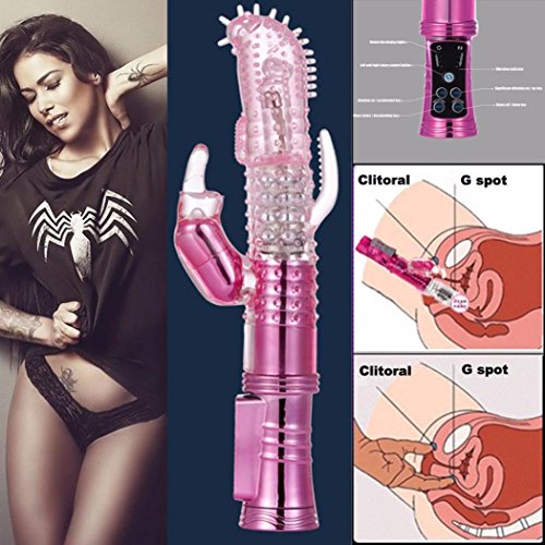 Unpara Multispeed Relaxing 8 Rotating + 36 Vibrating Waterproof Rabbit Massager Female Intelligent Ergonomically Design Wand (Hot Pink)