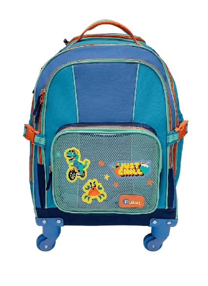 Mochila Com 4 Rodinhas 360 Graus Color Block Azul Puket