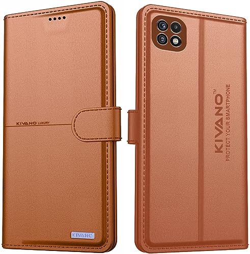 Image of KIVANO Compatible with Samsung Galaxy A22 5G Flip Cover | Leather Finish | Inside Pockets & Inbuilt Stand | Shockproof Wallet Style Magnetic Closure Back Cover Case