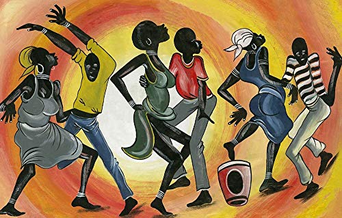 Impression Paysage Figuratif et Danse Africaine | Poster Mural Haut de Gamme 98x63 cm