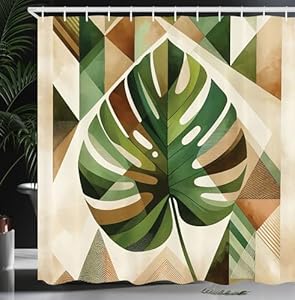 ABAKUHAUS Monstera Zasłona Prysznicowa 175x200cm