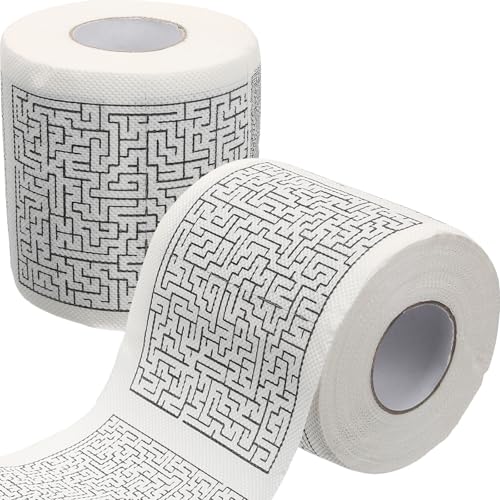 CIMAXIC 2 Rollos de Papel Higiénico de Pulpa de Madera Divertido Diseño de Laberinto, y Cómodo Adecuado para Baño Multipropósito