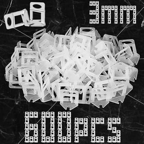 dojobkinb Tile Leveling System Clips 1/8 Inch (3mm) 600Pcs Tile Spacers Leveling Clips Tile Leveler Tools for Professional Floor Wall Ceramic Tile Stone Installation Cover
