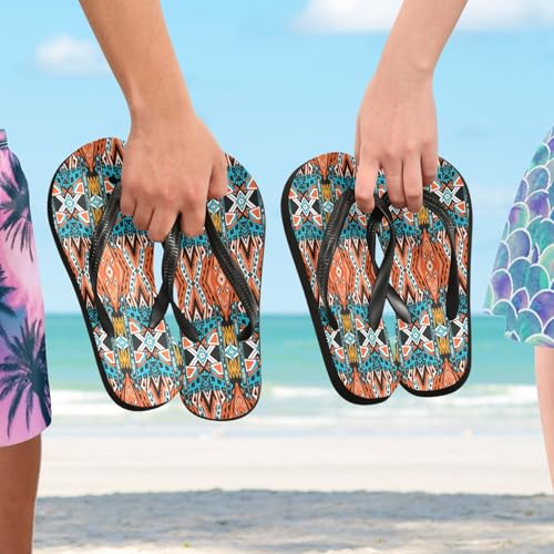 Nander Mexican Style Blanket Pattern Sandal Flip Flops of Men's & Women's,Beach Slippers Flip Flops Shower Shoes4