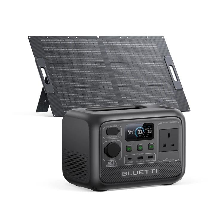 BLUETTI Portable Power Station AC2A with 100W Solar Panel, 204Wh LiFePO4 Battery Backup 300W (600W Power Lifting) AC Outlets, Recharge to 80% in 40 Min., Solar Generator for Outdoor Camping