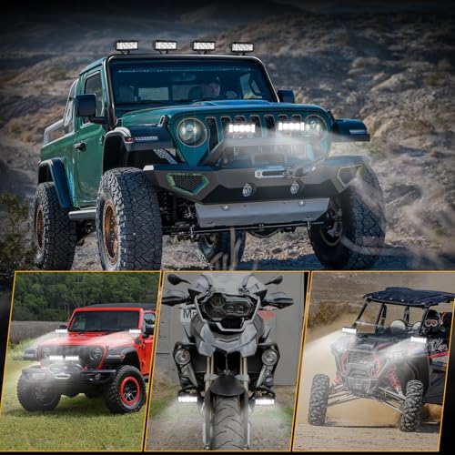 Image of Auxbeam 5in 68W Offroad Driving Lights, 6800LM Side Shooter LED Light Bar with White Spot Flood Combo Beam, Waterproof Offroad Fog Light for UTV ATV Jeep Wrangler Motor Truck Boat