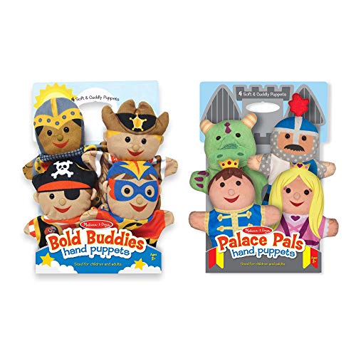 Melissa & Doug Adventure Hand Puppets (Set of 2, 4 puppets in each) - Bold Buddies and Palace Pals