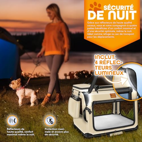 Sac de transport TRESKO robuste pliable taille M beige avec réflecteurs - 3