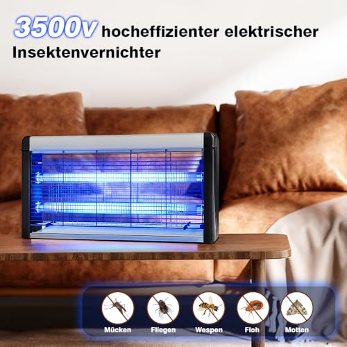 Insektenvernichter Elektrisch 3500V - 30W UV Mückenlampe, Mückenfalle fängt Insekten, Mücken und Fliegen, Elektrische Fliegenfalle für Zuhause, Büro, Terrasse, Garten, Ungiftig & Schädlingsbekämpfung