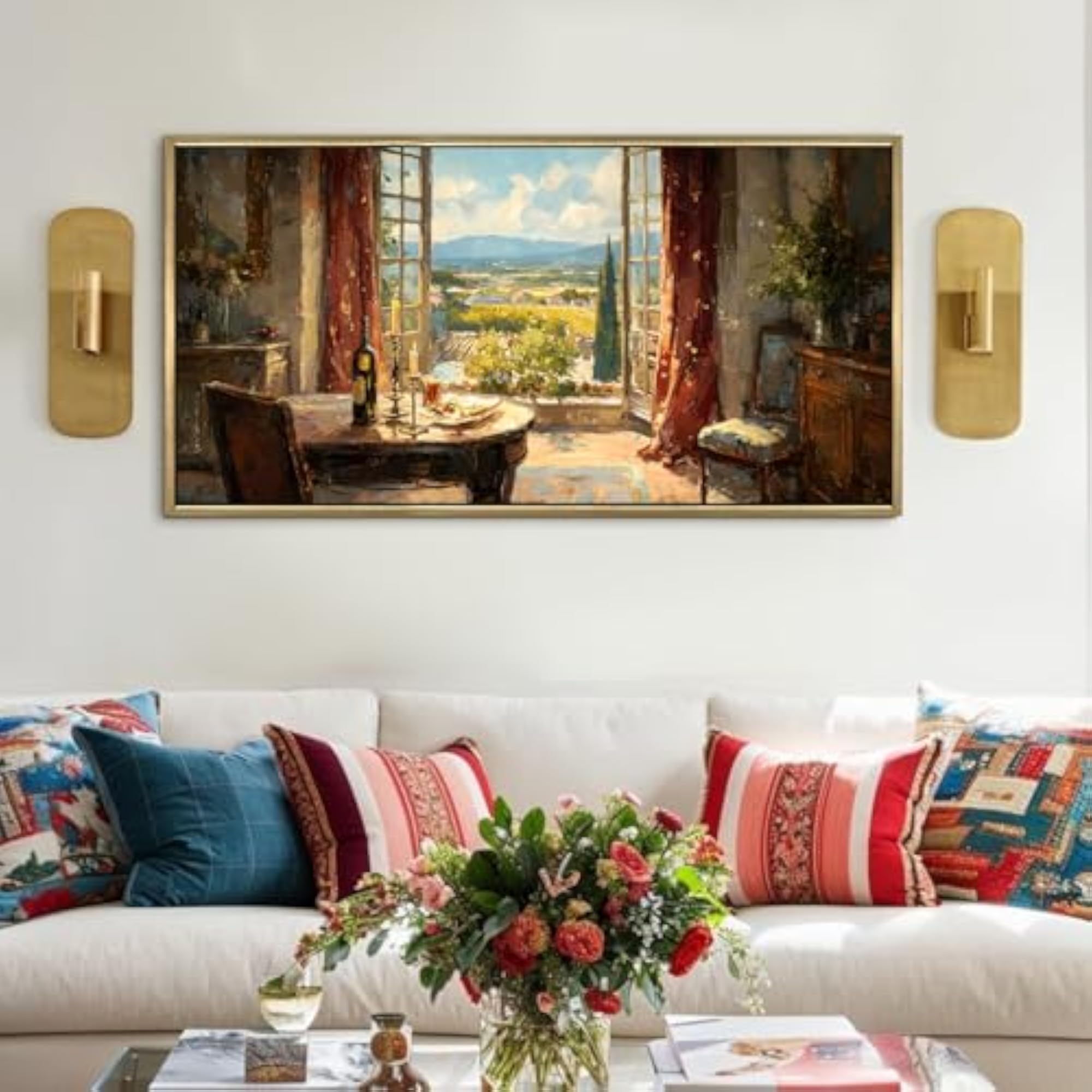 Elegant Château Vineyard HD Canvas Painting, Wall Décor