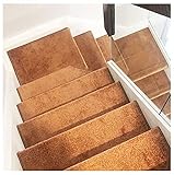 QNDYD net Anti-Rutsch-Teppich, Treppenstufen, 15 Stück, Kaffeefarbe, Treppenstufen, rutschfeste Matten, Treppenmatte, Holztreppen-Teppiche (Größe: 100 x 24 x 3 cm, Farbe: 15 Stück)