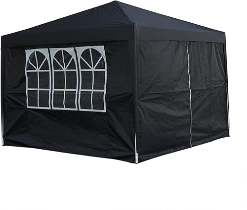 Miniatura 3 de Panana Gazebo desplegable de 10 x 10 pulgadas, impermeable, para jardín, carpa para fiesta, toldo y bolsa de transporte, 9.8 x 9.8 ft (negro)