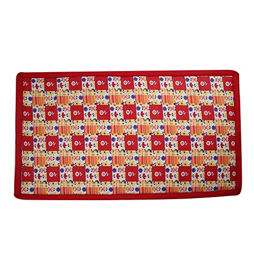 Image of Foldable Mat 6.5 X 6 Feet Korai River Grass chatai Red Cotton Fabric with 20MM Soft Foam Comfort Cushion