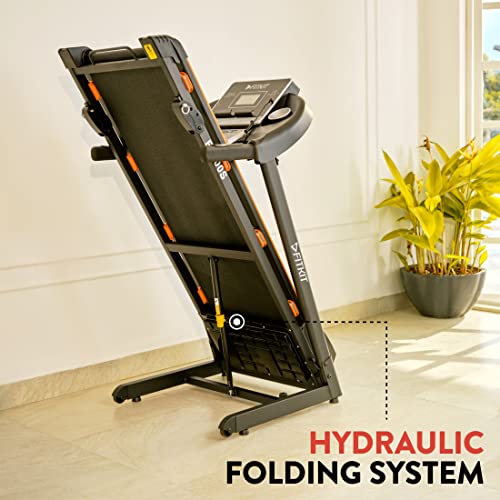 Image of Fitkit Ft100S Plus Series (3.25Hp Peak) Dc-Motorised Treadmill (Max Speed:14 Km /Hr, Max Weight: 110 Kg) With Free Home Installation And Trainer Led Sessions By Cultsport, Black