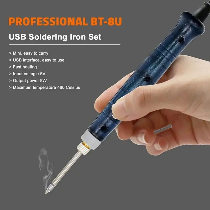 Image of BABATOOLS 8W USB Portable Soldering Iron With Stand Replaceable Long Life Tip + T H7R6