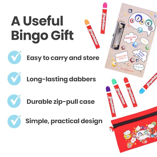 Sac de rangement de bingo evelay avec 6 dabbers de bingo et planche de loto - 5
