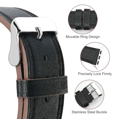 Premium Italy Leather Bands Compatible with Apple Watch Band 40mm 38mm 41mm 42mm 44mm 45mm 46mm 49mm, Soft Leather Watch Replacement Band for Watch Series Ultra SE 10 9 8 7 6 5 4 3 2 1 for Women Men