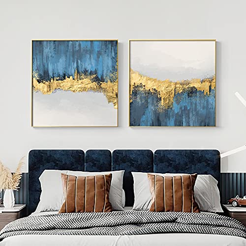 Toile peinture images bleu or moderne une finition artistique premium