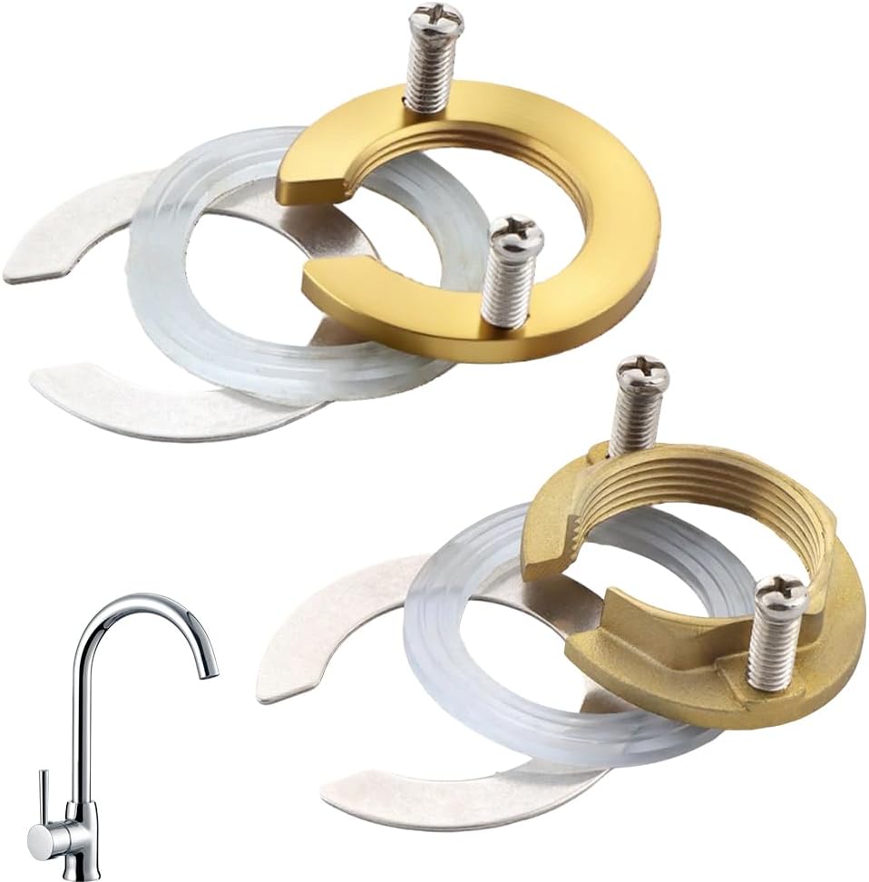 2 Set Brass Faucet Lock Nut Brass Female Locknut Faucet Washers, Faucets Nut Hex Female Locknut, for Bathroom Accessories Wash Basin Tap Fixing Fitting(1.23" (31.5mm)