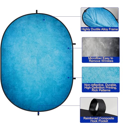 Fondo Plegable Doble Cara 5x6.5ft Kate Azul y Gris miniatura 3