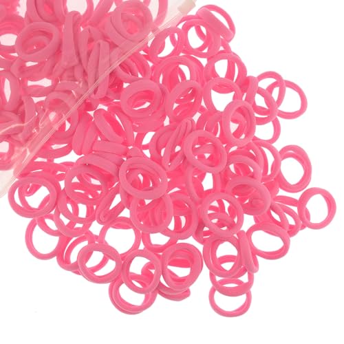 Small Hair Ties for Girls, Seamless Ponytail Holders in Meidum Pink, 200Pcs