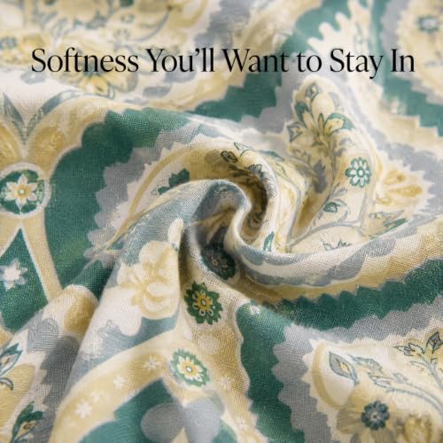 Image of BSB HOME 240 TC Cotton King Size Bedsheet, Premium Soft Breathable Floral Printed Double Bed Sheet, Bed Cover for Bedroom, Durable Bedding, 90 x 100 Inches (229 x 254 cm) - Sage Green