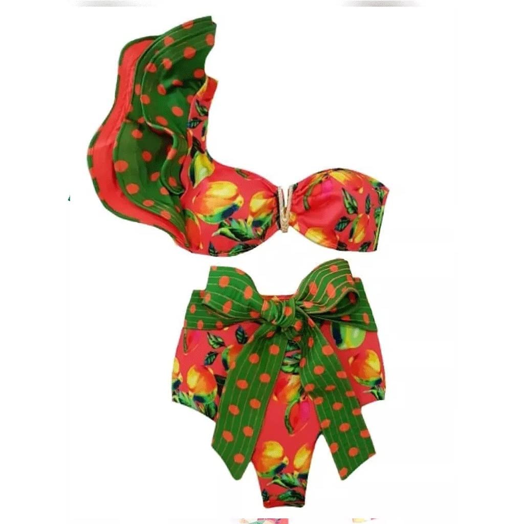 Strój kąpielowy Stroje kąpielowe Strój kąpielowy Kostiumy kąpielowe Biquini Dwuczęściowy damski kwiatowy biustonosz usztywniany Bandaż Bikini Set (kolor: zielony, rozmiar: Mcode) (zielony Scode)
