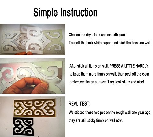 Itta X-Large 28Pcs X 20X10Cm Mirror Border Stickers Diy 3D Acrylic Wall Decorative Self-Adhesive Hollow Out Border Ceiling Skirting Stickers Wall Mural Wedding Room Home Decor (Gold) #TOP6