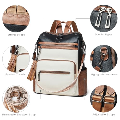 Image of Shrrie Vegan Leather Backpack Purse for Women with Adjustable Shoulder Bag | Water Resistant Fashion Designer Travel Backpack,Convertible Shoulder Bag with Wristlet,College Work