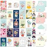 Decorably 24 Pack 4x6in Assorted Get Well Cards with Envelopes and Stickers, 24 Unique Floral Designs Boxed Get Well Cards with Printed Message Inside