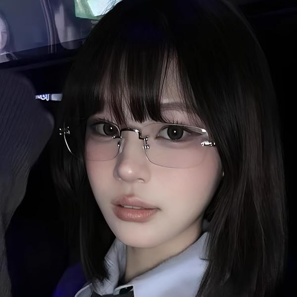 [88flix] リムレス メガネ 韓国 ブルーライトカット だてめがね オシャレ シルバー レディース 伊達メガネ スマホ用 PC用 ファッション - 4