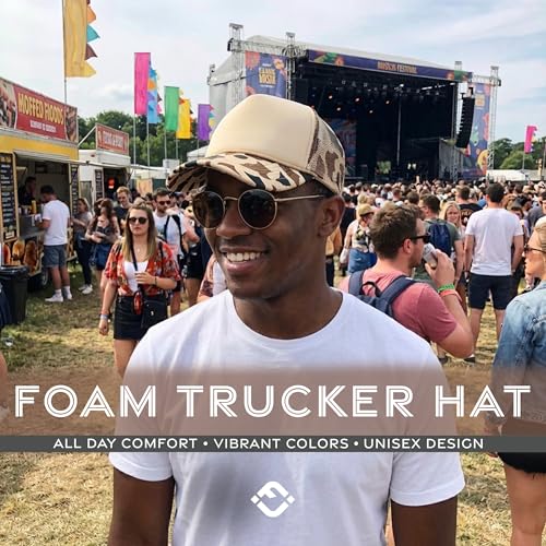 Image of Funky Junque Foam Trucker Hat, Trucker Hats for Women & Men - Blank Adjustable Snapback Mesh Back Baseball Cap