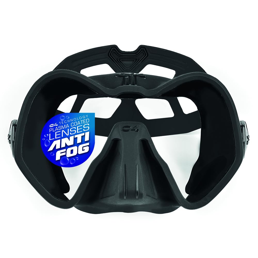 C4 Maschera Subacquea SKYLINE Antifog - Visione Panoramica Estrema, Monovetro Frameless, Silicone Anallergico, Tecnologia Plasma Antifog Permanente