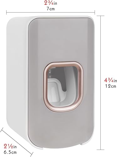 Miniatura 2 de Soporte para cepillos de dientes con 2 ranuras y dispensador de pasta de dientes montado en la pared, exprimidor automático de pasta de dientes, 2