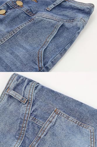 ebossy Women's High Rise Distressed Wash Denim Skirt A Line Swing Maxi Long Jean Skirts2